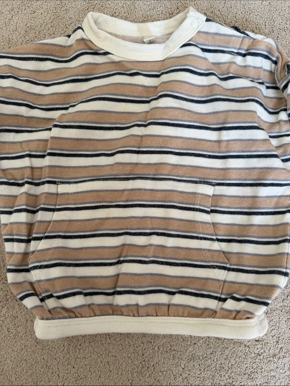 Rylee + Cru Beige, Navy & Cream Striped Kids Pajama Set